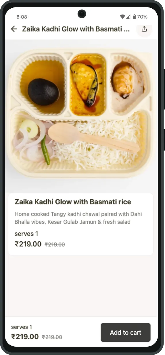 Customer app screens