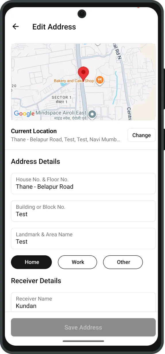 Customer app screens