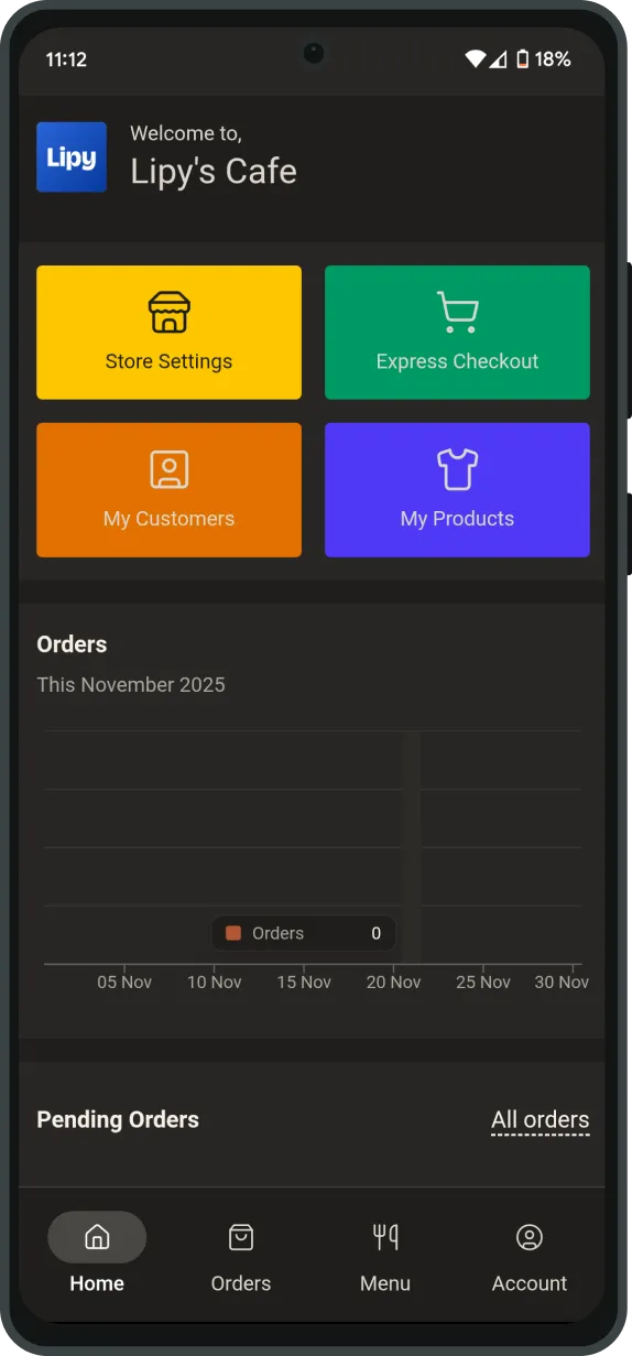 Merchant app screens