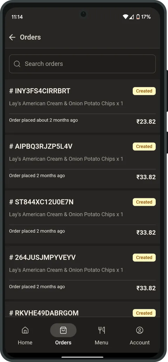 Merchant app screens